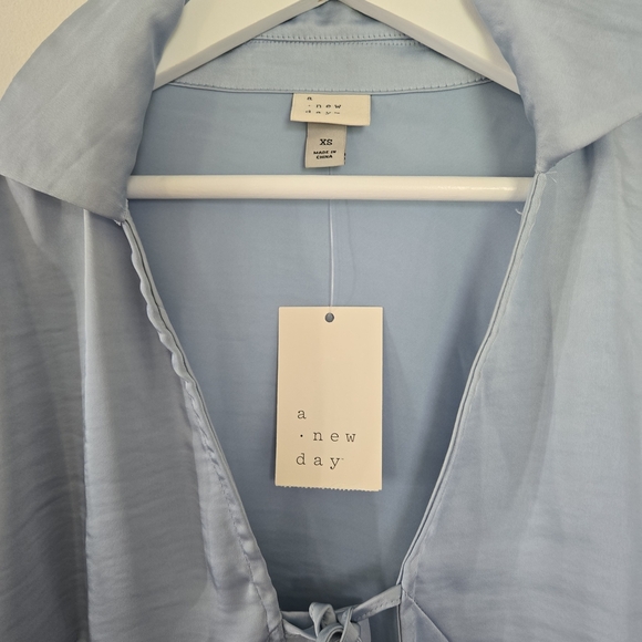 A New Day Sky Blue Tie-Front Top - Picture 3 of 5